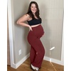 image:imageG4Free EverGoing Maternity Pants Over the Belly Yoga Dress Work Stretchy Lounge Pregnancy Wide Leg Trousers with PocketsDark Burgundy