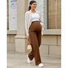 image:imageG4Free EverGoing Maternity Pants Over the Belly Yoga Dress Work Stretchy Lounge Pregnancy Wide Leg Trousers with PocketsDark Coffee