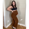 image:imageG4Free EverGoing Maternity Pants Over the Belly Yoga Dress Work Stretchy Lounge Pregnancy Wide Leg Trousers with PocketsDark Coffee