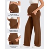 image:imageG4Free EverGoing Maternity Pants Over the Belly Yoga Dress Work Stretchy Lounge Pregnancy Wide Leg Trousers with PocketsDark Coffee