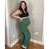 image:imageG4Free EverGoing Maternity Pants Over the Belly Yoga Dress Work Stretchy Lounge Pregnancy Wide Leg Trousers with PocketsDark Forest Green