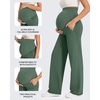 image:imageG4Free EverGoing Maternity Pants Over the Belly Yoga Dress Work Stretchy Lounge Pregnancy Wide Leg Trousers with PocketsDark Forest Green