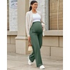 image:imageG4Free EverGoing Maternity Pants Over the Belly Yoga Dress Work Stretchy Lounge Pregnancy Wide Leg Trousers with PocketsDark Forest Green