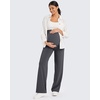 image:imageG4Free EverGoing Maternity Pants Over the Belly Yoga Dress Work Stretchy Lounge Pregnancy Wide Leg Trousers with PocketsDark Gray