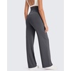 image:imageG4Free EverGoing Maternity Pants Over the Belly Yoga Dress Work Stretchy Lounge Pregnancy Wide Leg Trousers with PocketsDark Gray