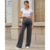 image:imageG4Free EverGoing Maternity Pants Over the Belly Yoga Dress Work Stretchy Lounge Pregnancy Wide Leg Trousers with PocketsDark Gray