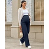 image:imageG4Free EverGoing Maternity Pants Over the Belly Yoga Dress Work Stretchy Lounge Pregnancy Wide Leg Trousers with PocketsDark Navy