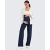 image:imageG4Free EverGoing Maternity Pants Over the Belly Yoga Dress Work Stretchy Lounge Pregnancy Wide Leg Trousers with PocketsDark Navy
