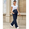 image:imageG4Free EverGoing Maternity Pants Over the Belly Yoga Dress Work Stretchy Lounge Pregnancy Wide Leg Trousers with PocketsDark Navy