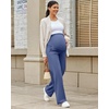 image:imageG4Free EverGoing Maternity Pants Over the Belly Yoga Dress Work Stretchy Lounge Pregnancy Wide Leg Trousers with PocketsDenim Blue