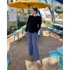 image:imageG4Free EverGoing Maternity Pants Over the Belly Yoga Dress Work Stretchy Lounge Pregnancy Wide Leg Trousers with PocketsDenim Blue