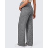 image:imageG4Free EverGoing Maternity Pants Over the Belly Yoga Dress Work Stretchy Lounge Pregnancy Wide Leg Trousers with PocketsGray Heather