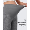 image:imageG4Free EverGoing Maternity Pants Over the Belly Yoga Dress Work Stretchy Lounge Pregnancy Wide Leg Trousers with PocketsGray Heather