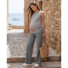 image:imageG4Free EverGoing Maternity Pants Over the Belly Yoga Dress Work Stretchy Lounge Pregnancy Wide Leg Trousers with PocketsGray Heather