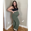 image:imageG4Free EverGoing Maternity Pants Over the Belly Yoga Dress Work Stretchy Lounge Pregnancy Wide Leg Trousers with PocketsGray Sage