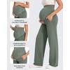 image:imageG4Free EverGoing Maternity Pants Over the Belly Yoga Dress Work Stretchy Lounge Pregnancy Wide Leg Trousers with PocketsGray Sage