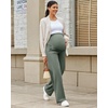 image:imageG4Free EverGoing Maternity Pants Over the Belly Yoga Dress Work Stretchy Lounge Pregnancy Wide Leg Trousers with PocketsGray Sage