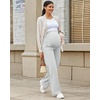 image:imageG4Free EverGoing Maternity Pants Over the Belly Yoga Dress Work Stretchy Lounge Pregnancy Wide Leg Trousers with PocketsLight Gray