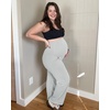 image:imageG4Free EverGoing Maternity Pants Over the Belly Yoga Dress Work Stretchy Lounge Pregnancy Wide Leg Trousers with PocketsLight Gray