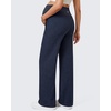 image:imageG4Free EverGoing Maternity Pants Over the Belly Yoga Dress Work Stretchy Lounge Pregnancy Wide Leg Trousers with PocketsNavy Heather