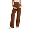 image:imageG4Free EverGoing Maternity Pants Over the Belly Yoga Dress Work Stretchy Lounge Pregnancy Wide Leg Trousers with PocketsDark Coffee