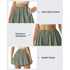 image:imageG4Free Chillwhisp Bubble Shorts for Women 3 Drawstring Lightweight Puffy Y2k Skort with PocketsGray Olive