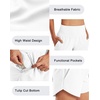 image:imageG4Free Chillwhisp Womens Athletic Shorts 4 High Waisted Lightweight Running Shorts with PocketsWhite