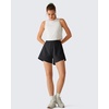image:imageG4Free Chillwhisp Workout Shorts Women 25 A Line Elastic Waistband with Zipper Pockets for Running Casual SummerBlack