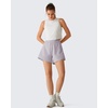 image:imageG4Free Chillwhisp Workout Shorts Women 25 A Line Elastic Waistband with Zipper Pockets for Running Casual SummerChime Gray
