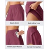 image:imageG4Free Chillwhisp Workout Shorts Women 25 A Line Elastic Waistband with Zipper Pockets for Running Casual SummerDark Burgundy