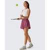 image:imageG4Free Chillwhisp Workout Shorts Women 25 A Line Elastic Waistband with Zipper Pockets for Running Casual SummerDark Burgundy