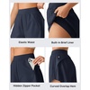 image:imageG4Free Chillwhisp Workout Shorts Women 25 A Line Elastic Waistband with Zipper Pockets for Running Casual SummerDark Navy