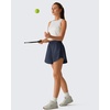 image:imageG4Free Chillwhisp Workout Shorts Women 25 A Line Elastic Waistband with Zipper Pockets for Running Casual SummerDark Navy