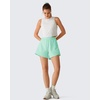 image:imageG4Free Chillwhisp Workout Shorts Women 25 A Line Elastic Waistband with Zipper Pockets for Running Casual SummerMint