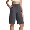 image:imageG4Free EverGoing Womens 10 Bermuda Shorts with Pockets High Waisted Knee Length Shorts for Women Walking Workout CasualDark Gray
