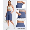 image:imageG4Free EverGoing Womens 10 Bermuda Shorts with Pockets High Waisted Knee Length Shorts for Women Walking Workout CasualDenim Blue