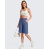 image:imageG4Free EverGoing Womens 10 Bermuda Shorts with Pockets High Waisted Knee Length Shorts for Women Walking Workout CasualDenim Blue