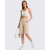 image:imageG4Free EverGoing Womens 10 Bermuda Shorts with Pockets High Waisted Knee Length Shorts for Women Walking Workout CasualLight Khaki
