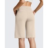 image:imageG4Free EverGoing Womens 10 Bermuda Shorts with Pockets High Waisted Knee Length Shorts for Women Walking Workout CasualLight Khaki