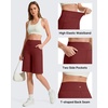 image:imageG4Free EverGoing Womens 10 Bermuda Shorts with Pockets High Waisted Knee Length Shorts for Women Walking Workout CasualWine