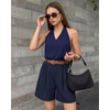 image:imageG4Free ShiftReady Shorts for Women Dressy Casual 7  High Waisted Wide Leg Pleated Shorts with PocketsDark Navy Pinstripe