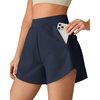 image:imageG4Free Chillwhisp Workout Shorts Women 25 A Line Elastic Waistband with Zipper Pockets for Running Casual SummerDark Navy