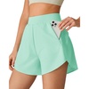 image:imageG4Free Chillwhisp Workout Shorts Women 25 A Line Elastic Waistband with Zipper Pockets for Running Casual SummerMint