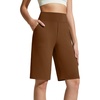 image:imageG4Free EverGoing Womens 10 Bermuda Shorts with Pockets High Waisted Knee Length Shorts for Women Walking Workout CasualDark Coffee
