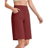 image:imageG4Free EverGoing Womens 10 Bermuda Shorts with Pockets High Waisted Knee Length Shorts for Women Walking Workout CasualWine