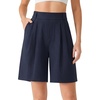 image:imageG4Free ShiftReady Shorts for Women Dressy Casual 7  High Waisted Wide Leg Pleated Shorts with PocketsDark Navy Pinstripe