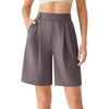 image:imageG4Free ShiftReady Shorts for Women Dressy Casual 7  High Waisted Wide Leg Pleated Shorts with PocketsTaupe