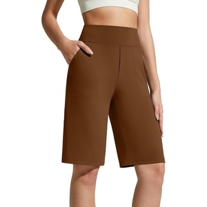 image:imageG4Free EverGoing Womens 10 Bermuda Shorts with Pockets High Waisted Knee Length Shorts for Women Walking Workout CasualDark Coffee