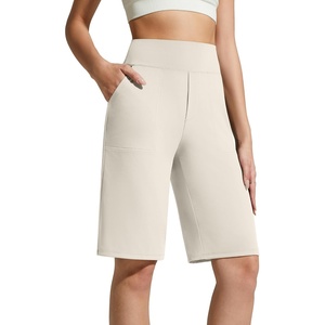 image:imageG4Free EverGoing Womens 10 Bermuda Shorts with Pockets High Waisted Knee Length Shorts for Women Walking Workout CasualIvory
