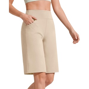 image:imageG4Free EverGoing Womens 10 Bermuda Shorts with Pockets High Waisted Knee Length Shorts for Women Walking Workout CasualLight Khaki